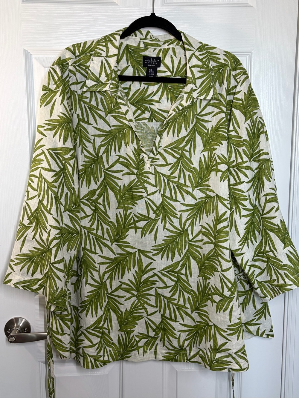Nicole Miller Tunic with Green Palm Leaf Print